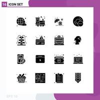 Set of 16 Modern UI Icons Symbols Signs for fountain gadget summer disc computers Editable Vector Design Elements