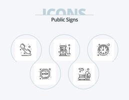 Public Signs Line Icon Pack 5 Icon Design. garden. bench. direction. sign. cigarette vector