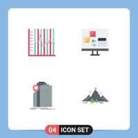 Group of 4 Modern Flat Icons Set for progress development patient coding banking Editable Vector Design Elements