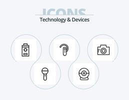 paquete de iconos de línea de dispositivos 5 diseño de iconos. . Wifi. micrófono. computadora. pastilla vector
