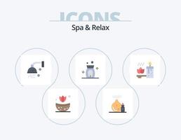 spa y relax paquete de iconos planos 5 diseño de iconos. relajación. aromaterapia belleza. spa. aroma vector