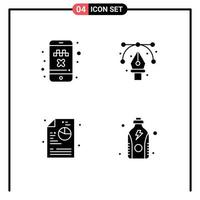 Group of 4 Modern Solid Glyphs Set for cab creative transport drawing diagram Editable Vector Design Elements