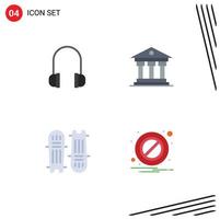 4 Creative Icons Modern Signs and Symbols of headphones cricket bat bank ireland cricket stumps Editable Vector Design Elements