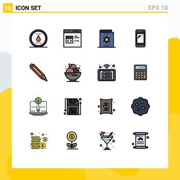 Set of 16 Vector Flat Color Filled Lines on Grid for huawei smart phone html phone magic book Editable Creative Vector Design Elements