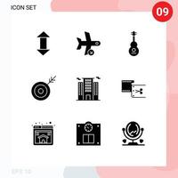 Set of 9 Modern UI Icons Symbols Signs for target dart transportation arrow sound Editable Vector Design Elements