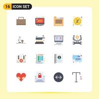 16 Universal Flat Color Signs Symbols of bag tab school bag news theme Editable Pack of Creative Vector Design Elements