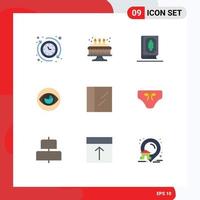 Pictogram Set of 9 Simple Flat Colors of cocaine reality book view vision Editable Vector Design Elements