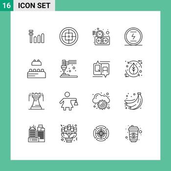 Pack of 16 Modern Outlines Signs and Symbols for Web Print Media such as constructor social investment seo messenger Editable Vector Design Elements