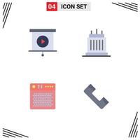 Group of 4 Flat Icons Signs and Symbols for analytics audio buildings property multimedia Editable Vector Design Elements
