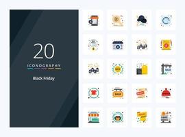 20 Black Friday Flat Color icon for presentation vector