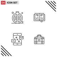 Stock Vector Icon Pack of 4 Line Signs and Symbols for cooking connection meal education marketing Editable Vector Design Elements