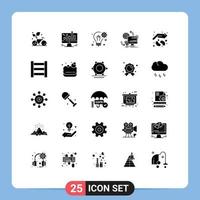 25 Universal Solid Glyphs Set for Web and Mobile Applications monitoring access graph setting solution Editable Vector Design Elements
