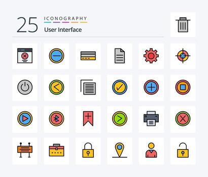 User Interface 25 Line Filled icon pack including interface. data. business. file. interface vector