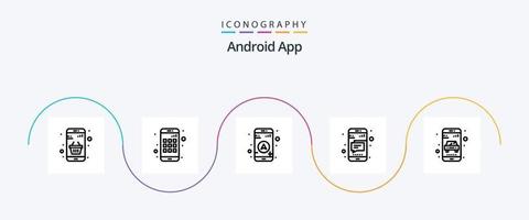 paquete de iconos de la línea 5 de la aplicación de Android que incluye el servicio. entrega. GPS. texto. móvil vector