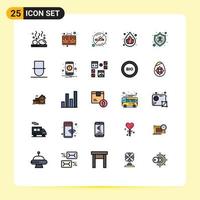 25 Thematic Vector Filled line Flat Colors and Editable Symbols of protect droop case lotus sign Editable Vector Design Elements