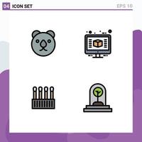 Modern Set of 4 Filledline Flat Colors and symbols such as bear cosmetic architecture render business Editable Vector Design Elements