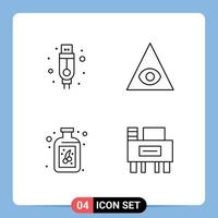 4 User Interface Line Pack of modern Signs and Symbols of adapter desk eye berry school Editable Vector Design Elements