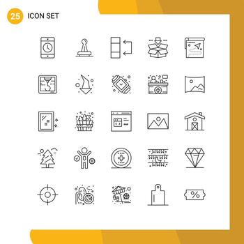 Mobile Interface Line Set of 25 Pictograms of download arrow legal table data Editable Vector Design Elements