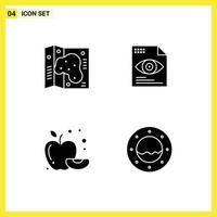 Mobile Interface Solid Glyph Set of Pictograms of map food garden eye marine Editable Vector Design Elements