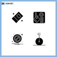 User Interface Pack of 4 Basic Solid Glyphs of education warning sign wedding monocycle Editable Vector Design Elements