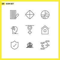 Set of 9 Modern UI Icons Symbols Signs for minded inner dry skin human skin protection Editable Vector Design Elements