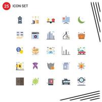 25 User Interface Flat Color Pack of modern Signs and Symbols of night presentation star business vegetable Editable Vector Design Elements
