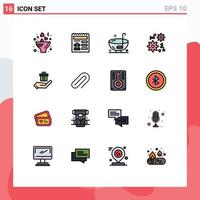 Pictogram Set of 16 Simple Flat Color Filled Lines of hand gift dinner flower thanksgiving Editable Creative Vector Design Elements