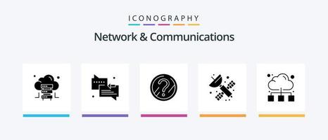 Network And Communications Glyph 5 Icon Pack Including online. cloud. faq. science. artificial. Creative Icons Design vector