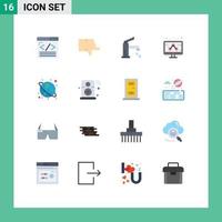 Pictogram Set of 16 Simple Flat Colors of browser bath web design down cleaning Editable Pack of Creative Vector Design Elements