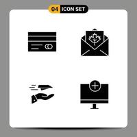 Universal Solid Glyph Signs Symbols of banking hand credit card greetings paper plane Editable Vector Design Elements