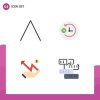 4 Universal Flat Icons Set for Web and Mobile Applications arrow statistic clock hand education Editable Vector Design Elements