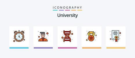 la línea universitaria llenó un paquete de 5 íconos que incluye casilleros deportivos. en línea. libros. tareas para el hogar. asignación. diseño de iconos creativos vector