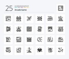 Arcade 25 Line icon pack including insert coin. game. fun. whack a mole. game vector