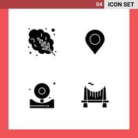 Set of Commercial Solid Glyphs pack for leaves bell map world bridge Editable Vector Design Elements