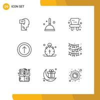 Set of 9 Modern UI Icons Symbols Signs for bell clock baby alarm arrow Editable Vector Design Elements