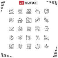 Set of 25 Modern UI Icons Symbols Signs for touch hand label finger robot Editable Vector Design Elements