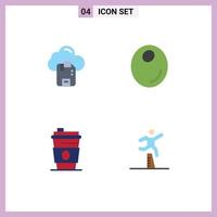 4 Universal Flat Icons Set for Web and Mobile Applications cloud juice server oil athlete Editable Vector Design Elements