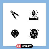 Pictogram Set of 4 Simple Solid Glyphs of plier up crimping launching boat Editable Vector Design Elements