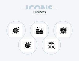 Business Glyph Icon Pack 5 Icon Design. protection. working. gear. discussion. chat vector