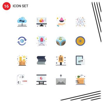 User Interface Pack of 16 Basic Flat Colors of share hand data development plate Editable Pack of Creative Vector Design Elements