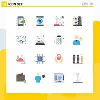 Modern Set of 16 Flat Colors and symbols such as business chemical test graph connect microbiology Editable Pack of Creative Vector Design Elements