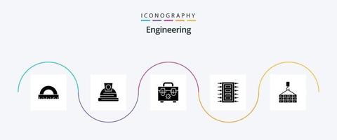 Engineering Glyph 5 Icon Pack Including cargo. connect. bag. computer. hardware vector