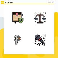 4 Creative Icons Modern Signs and Symbols of insurance measure box scales tiny Editable Vector Design Elements