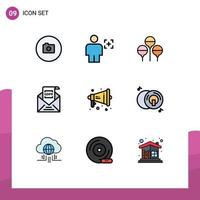 Universal Icon Symbols Group of 9 Modern Filledline Flat Colors of loud gdpr recognition european commission Editable Vector Design Elements