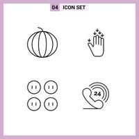 Line Pack of 4 Universal Symbols of berry clothes watermelon arrow telephone Editable Vector Design Elements