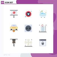 Universal Icon Symbols Group of 9 Modern Flat Colors of electric vehicles bathtub minus delete Editable Vector Design Elements