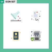 4 Universal Flat Icon Signs Symbols of chemical flask assignment sample flask infusion test Editable Vector Design Elements