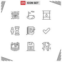 9 Thematic Vector Outlines and Editable Symbols of person management can deadline logistic Editable Vector Design Elements