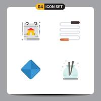 4 paquete de iconos planos de interfaz de usuario de signos y símbolos modernos de elementos de diseño vectorial editables de fragancia de cuerda inmobiliaria de tableta de calendario vector