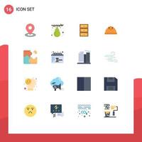 User Interface Pack of 16 Basic Flat Colors of browse cabinet location fruit cupboard Editable Pack of Creative Vector Design Elements